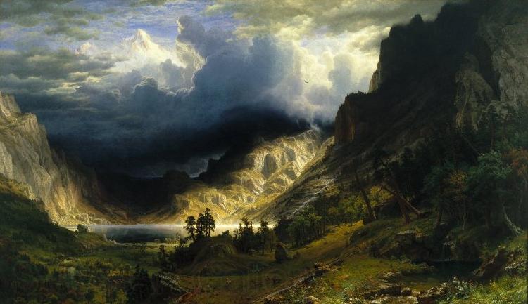 Albert Bierstadt Storm in the Rocky Mountains, Mount Rosalie Norge oil painting art